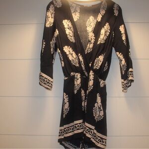 Black and Floral Cream Patterned Romper